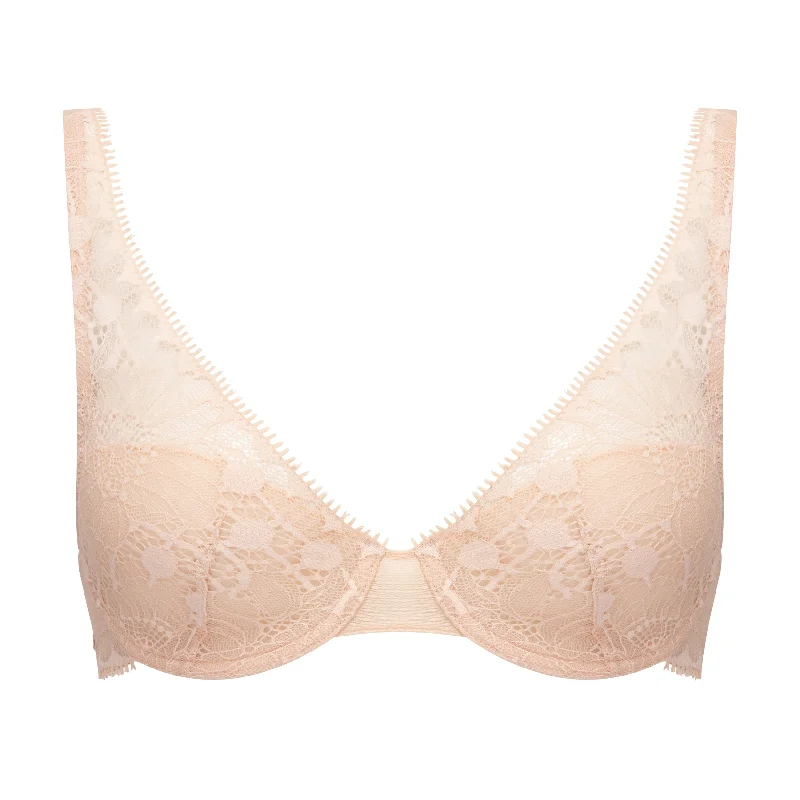 lace-trimmed chemise lingerieChantelle Day to Night Plunge underwired bra Golden Beige