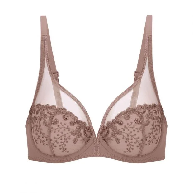 full-coverage underwire brasSimone Perele Delice Full Cup Plunge Bra | CHESTNUT