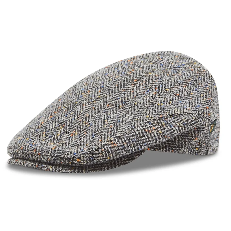 adjustable baseball caps with built-in headbands for comfortMucros Weavers Trinity Flat Cap - Grey Herringbone