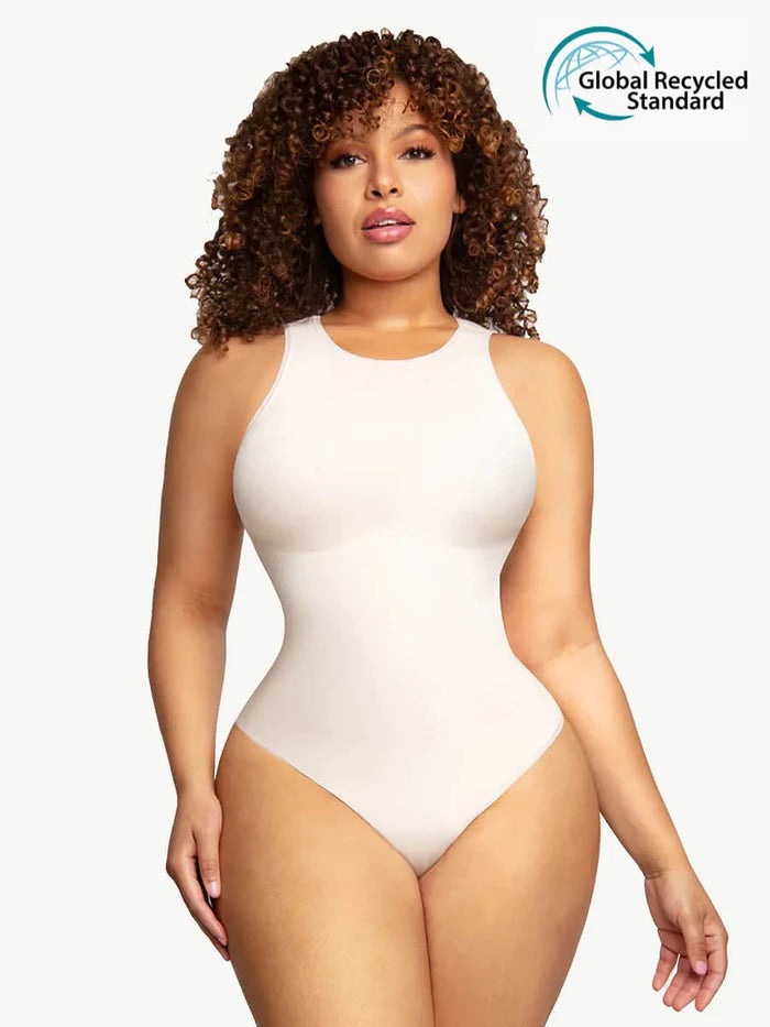 high-compression shapewear for weddings🌿 Eco-friendly Seamless Round Neck Tank Top Bodysuit Thong  XS - 5XL