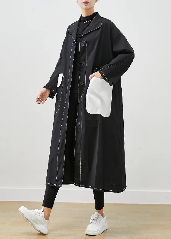 Women's Coats with Fur Trimmed ZipperFitted Black Asymmetrical Oversized Cotton Coats Fall