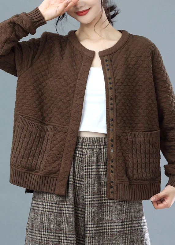 Women's Blazer CoatsFashion Coffee Oversized Knit Patchwork Cotton Jackets Winter