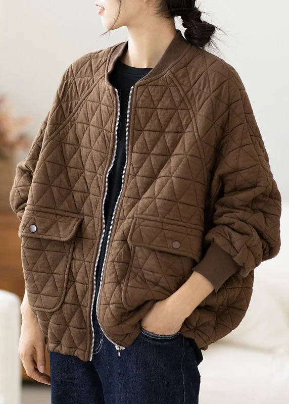 Women's Coats with Fur Trimmed SleevesCoffee Zippered Cozy Warm Jacket Long Sleeve