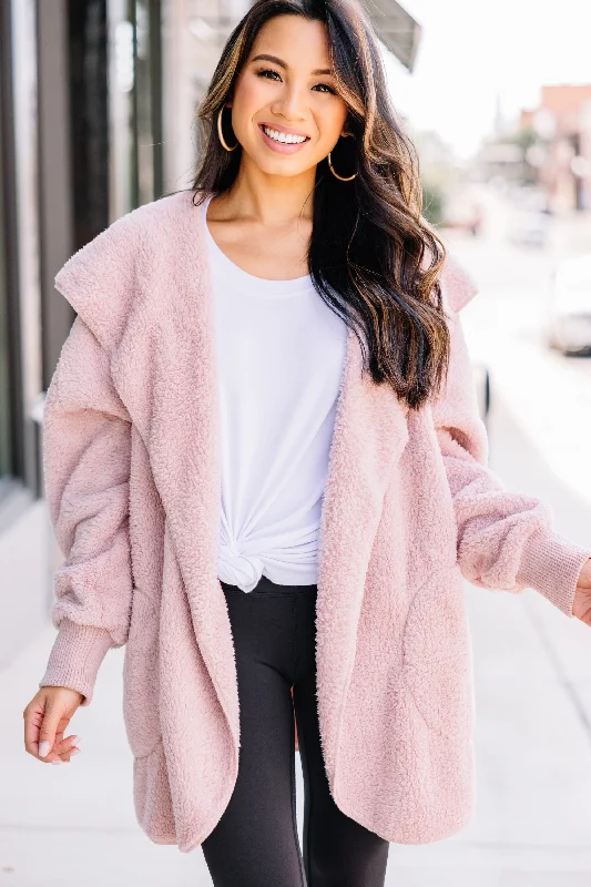 Women's Coats with Fur Trimmed CollarAll About The Glam Mauve Pink Faux Fur Jacket