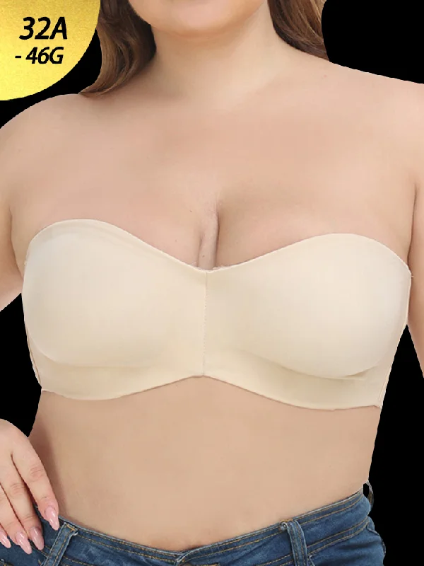 plus-size underwire plunge brasUltra-Thin Ice Silk Strapless Non-Slip Bandeau Bra