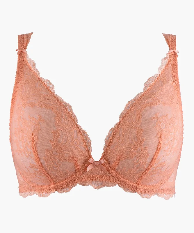 stretch lace thongsAubade Danse Des Sens triangle plunge bra Melon