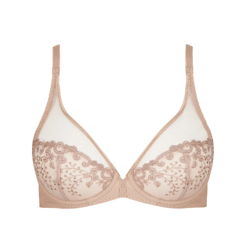 lace-up back lingerie setsSimone Perele Delice Full Cup Plunge Bra | BEIGE