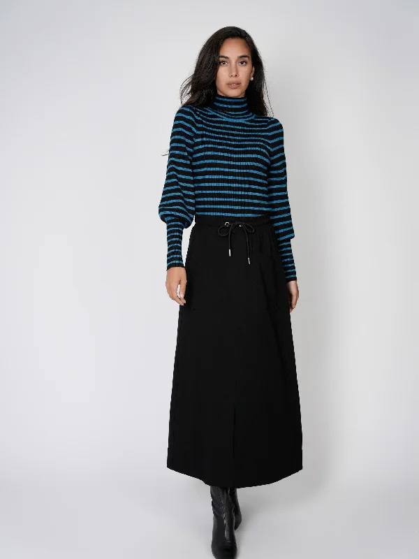 affordable bucket hatsDRAWSTRING PONTE SKIRT-BLACK