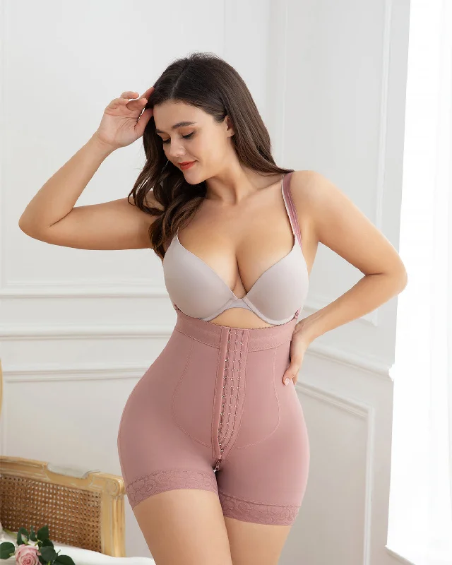 seamless lace hip hugger pantiesShapewear für Damen hohe Taille Bauchkontrolle Po-Lifter RosyBrown