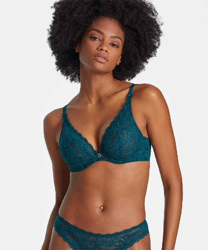 eco-friendly organic cotton pantiesAubade Rosessance triangle plunge bra Deep green