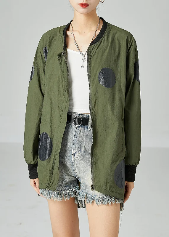 Women's Denim CoatsFrench Army Green Oversized Patchwork Drawstring Silk Coats Spring