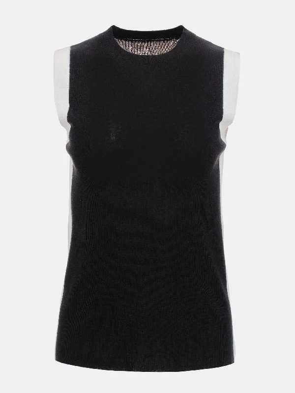 hats with built-in fans for hot weatherContrast Sleeveless Knit, Black