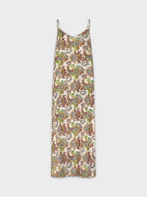 elegant top hatsPRINTED V NECK LAYERING DRESS-PAISLEY