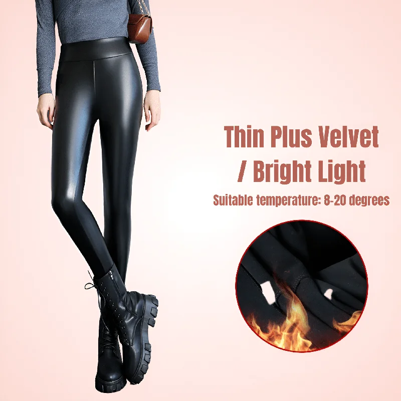 lace-trimmed sleep camisolesSeamless PU Leather Trouser Leggings For Women