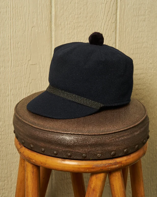 hats with built-in Bluetooth speakers for music on the goBoothbay Cap in Navy Melton Wool