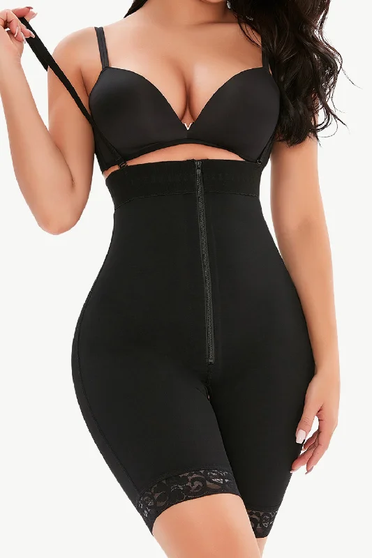 sports bras with mesh panelsLace Zip Under-Bust Shaping Bodysuit