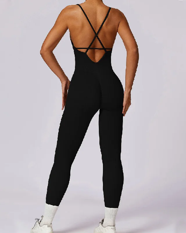 lace-embellished bralettesKreuz Nahtloser Knautsch Hintern Strampler Spaghettiträger Bauchweg Jumpsuit