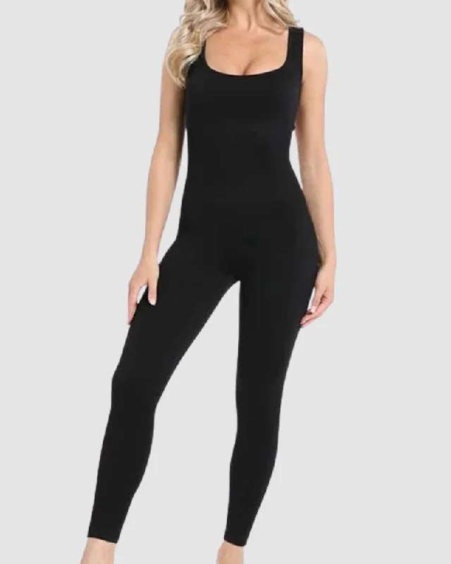 convertible bralettes for layeringGerippte Ärmellose Quadratischer Ausschnitt solide ein Stück Unitard Jumpsuit Bodysuit