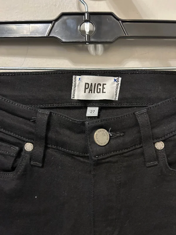 Women's Jodhpurs with Collarless DesignJeans Skinny By Paige In Black Denim, Size: 4