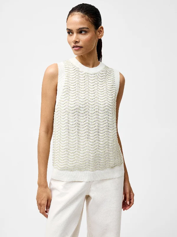 Women's Crew Neck SweatersLondon Sleeveless Wave Knit Jumper