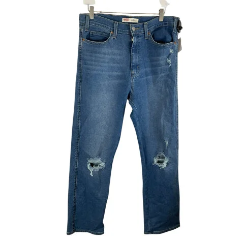 Women's Jodhpurs with Sweetheart NeckJeans Straight By Levis Signature In Blue Denim, Size: 12