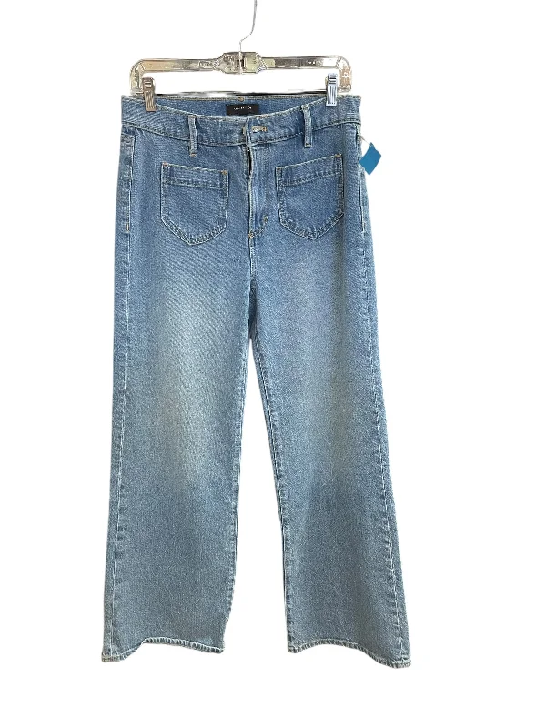 Women's Jodhpurs with Shirt CollarJeans Wide Leg By Ann Taylor In Blue Denim, Size: 4