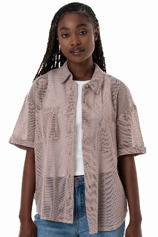 Women's Collarless Design SweatersTextured Shirt _ 153818 _ Grey