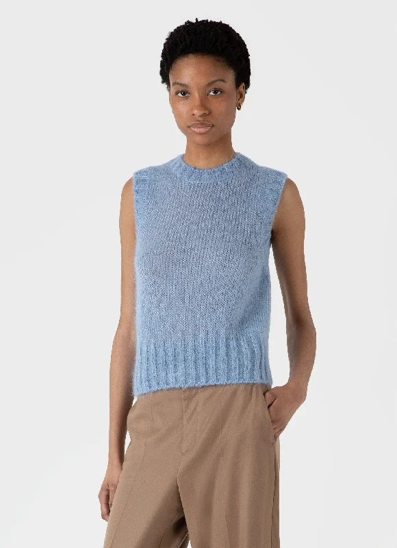 Women's Longline SweatersWomen's Mohair Silk Vest in Cornflower