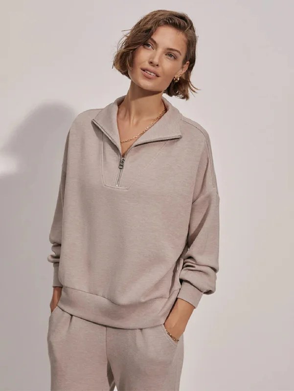 Women's Guernsey SweatersHawley Half Zip Sweatshirt - Taupe Marl