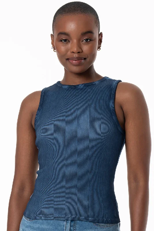 Women's Turtleneck SweatersRibbed Tank Top _ 154753 _ Blue