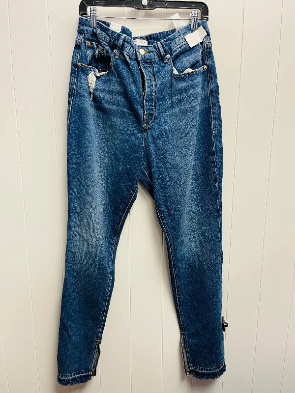 Women's Jodhpurs with Collarless DesignJeans Straight By Good American In Blue Denim, Size: 12