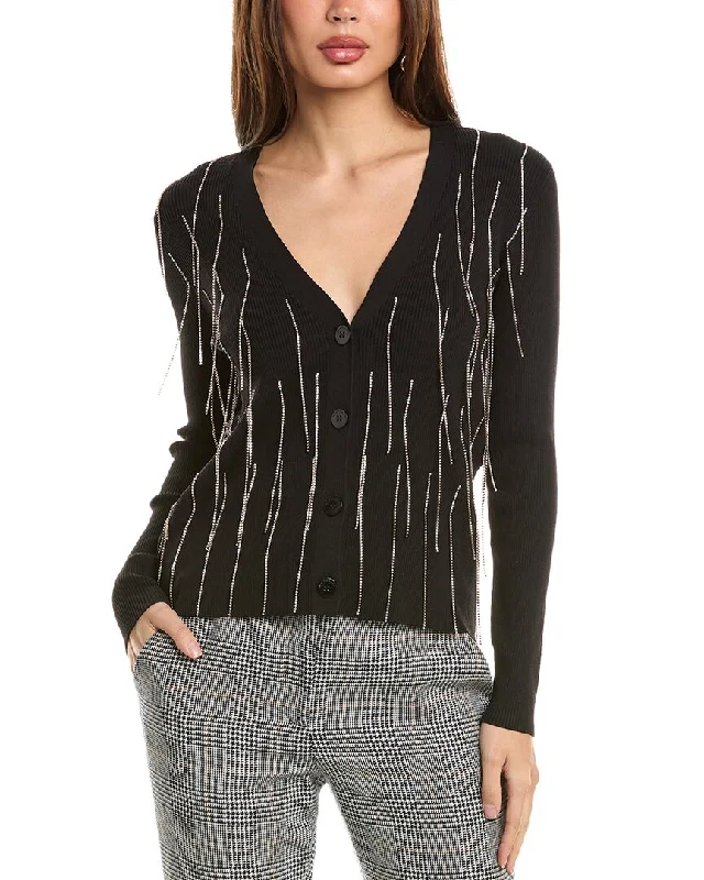 Women's Oversized SweatersElie Tahari Crystal Fringe Cardigan