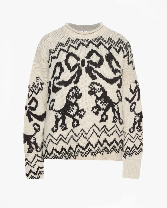 Women's Crew Neck SweatersPoodle Jacquard Sweater