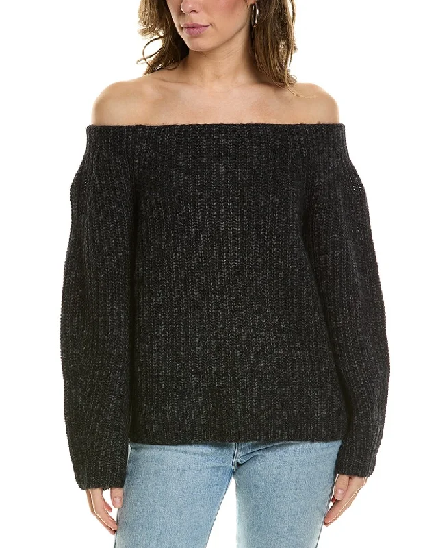 Women's Aran Knit SweatersVince Marled Off-The-Shoulder Alpaca & Wool-Blend Sweater