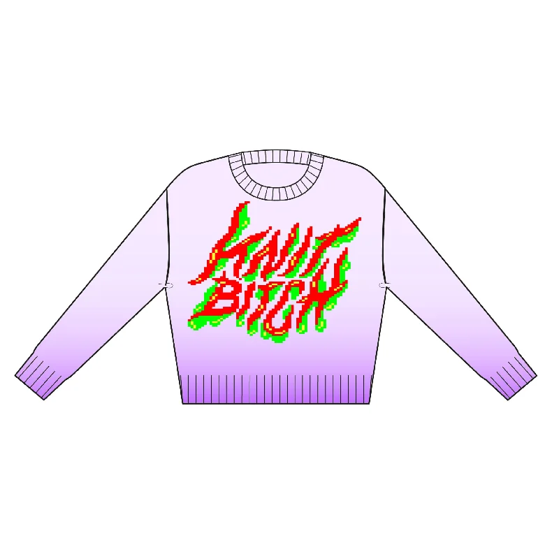 Women's Collarless Design SweatersKnit Bitch Sweater