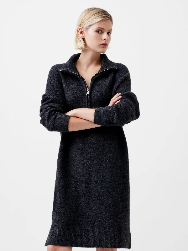 Women's Polish Wool SweatersMaddox Half Zip Long Sleeve Knit Dress