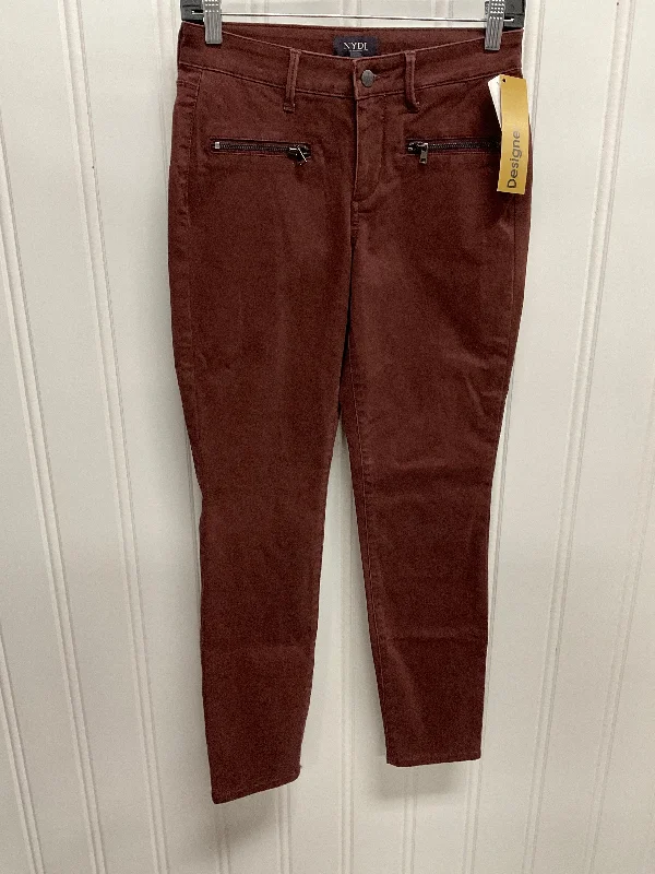 Women's Jodhpurs with Mandarin CollarJeans Designer By Not Your Daughters Jeans In Maroon, Size: Xxs