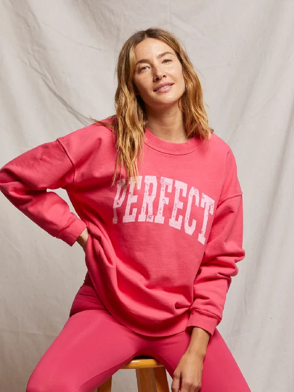 Women's Mid-Length SweatersPerfect Sweatshirt Top - Pink Bloom