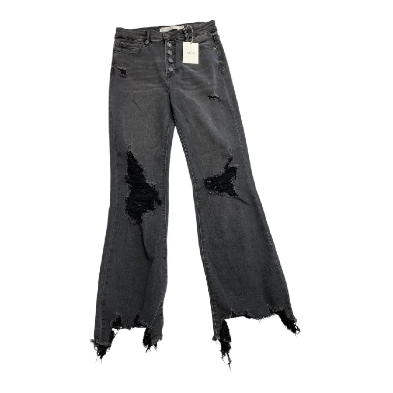 Women's Jodhpurs with Narrow CollarJeans Flared By Hidden In Black Denim, Size: 4