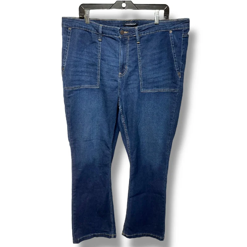 Women's Jodhpurs with Narrow CollarJeans Boot Cut By Calvin Klein In Blue Denim, Size: 18