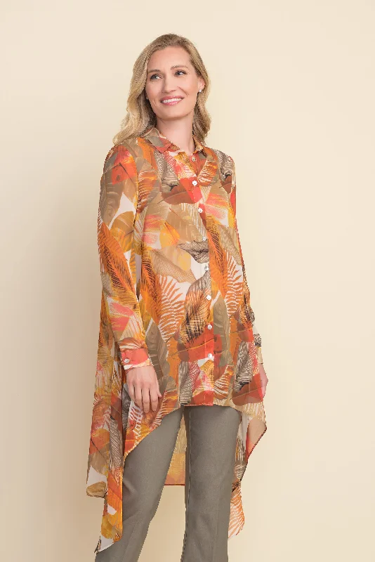 Women's Rounded Collar SweatersJoseph Ribkoff Sunset Tone Leaf Blouse