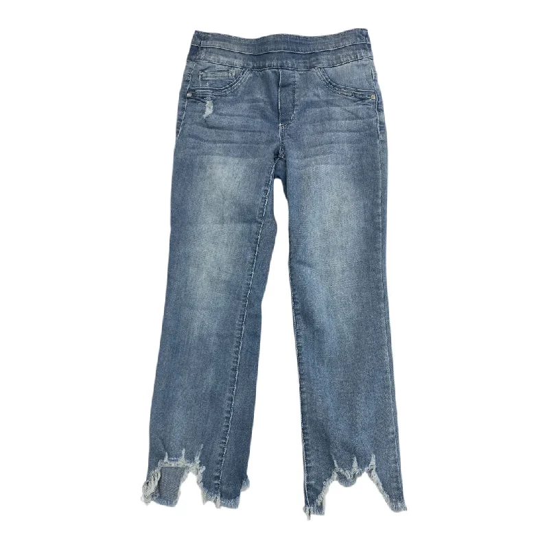 Women's Jodhpurs with Collarless NeckJeans Cropped By Mac & Me In Blue Denim, Size: 4