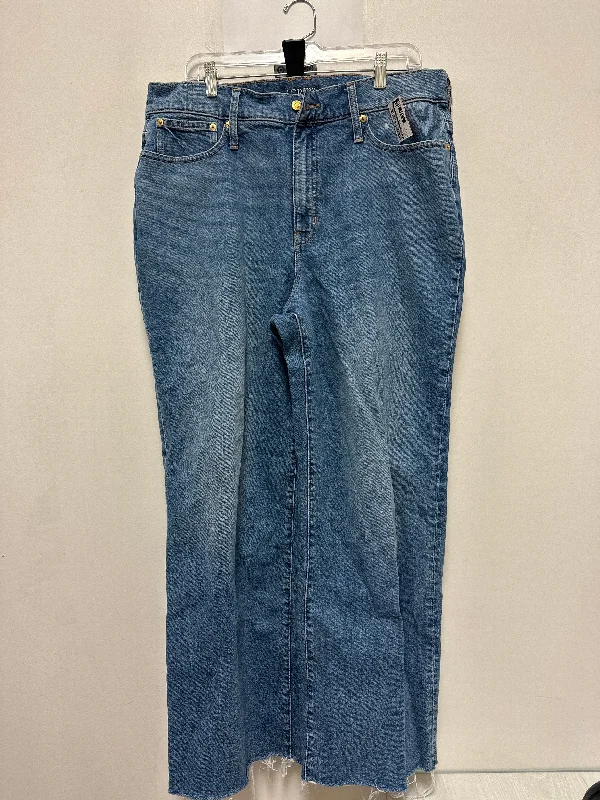 Women's Jodhpurs with Collarless NeckJeans Wide Leg By J. Crew In Blue Denim, Size: 16