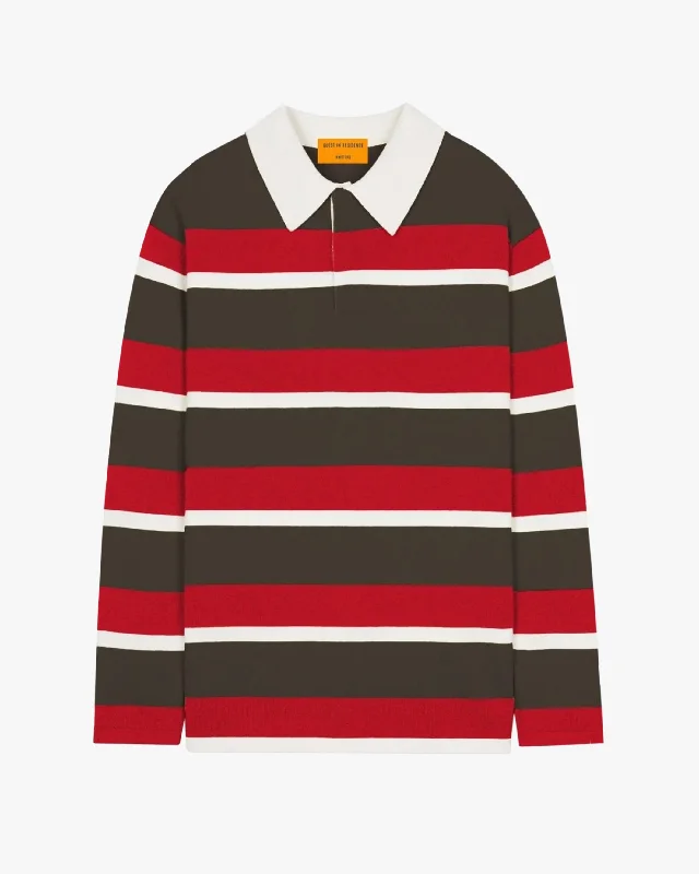 Women's Notched Collar SweatersStriped Rugby