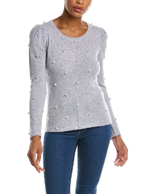 Women's Slovak Wool SweatersQi Cashmere Pearl Embellished Wool & Cashmere-Blend Sweater