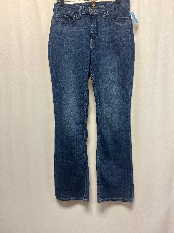 Women's Jodhpurs with Shirt CollarJeans Boot Cut By Lee In Blue Denim, Size: 8