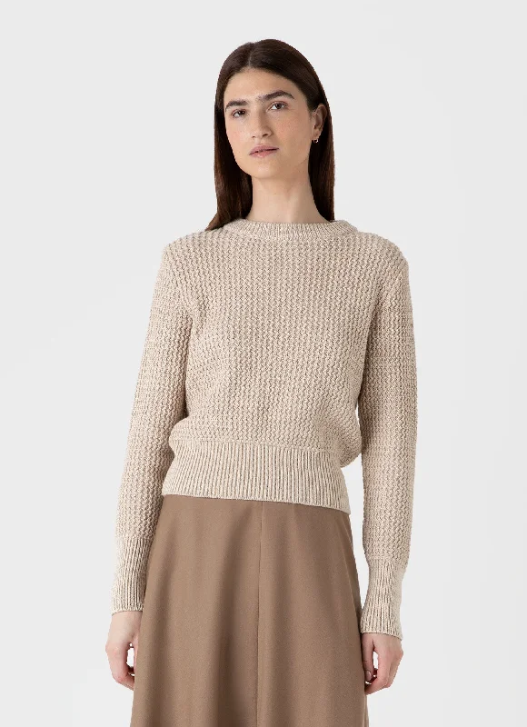 Women's Latvian Wool SweatersWomen's Cotton Stitch Jumper in Ecru Twist