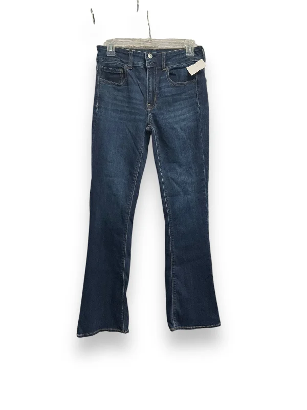 Women's Jodhpurs with Square CollarJeans Flared By American Eagle In Blue Denim, Size: 6