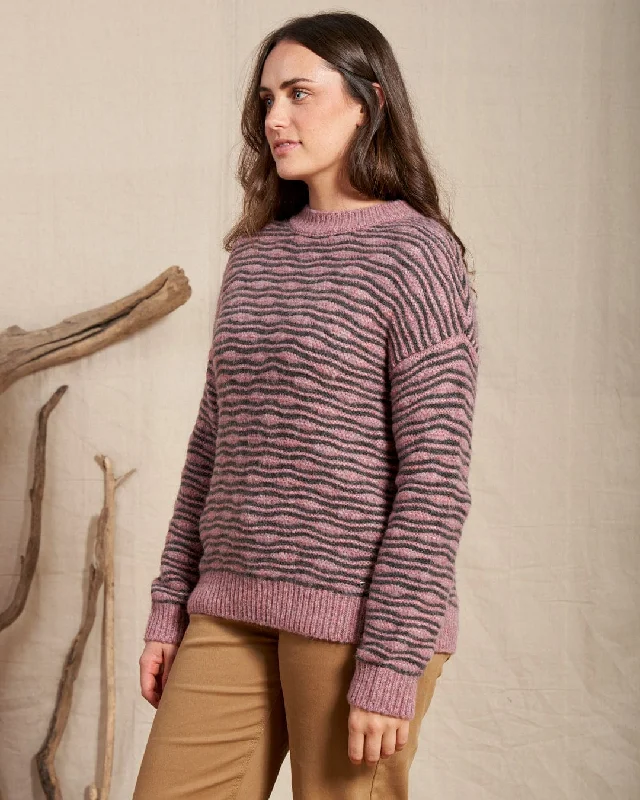 Women's Boat Collar SweatersMasie  - Womens Textured Jumper - Pink