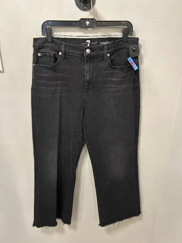 Women's JodhpursJeans Cropped By 7 For All Mankind In Black Denim, Size: 14